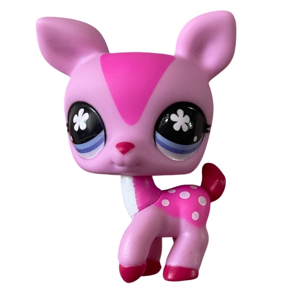 DEER #125 -‎ Authentic Littlest Pet Shop - Hasbro LPS Pink Cuddliest Eyes